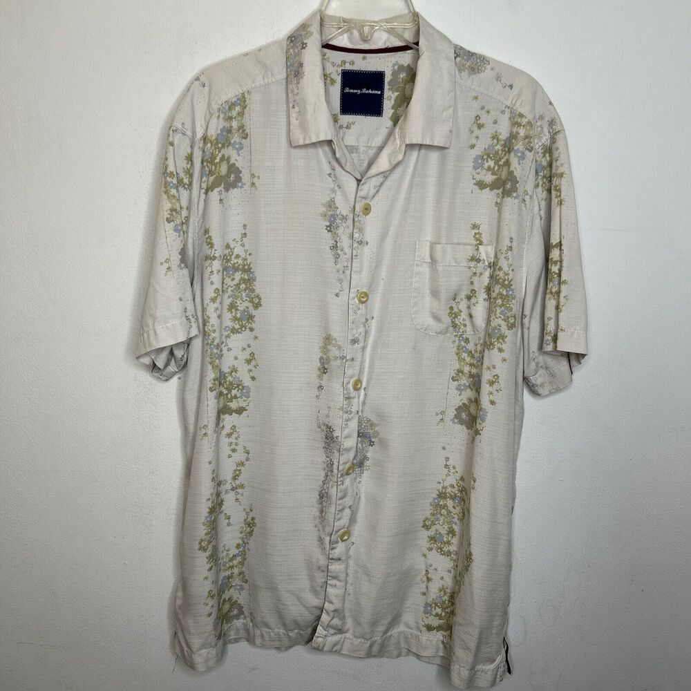 Tommy Bahama Shirt XL Men’s button front short sleeve FLAWED-spot